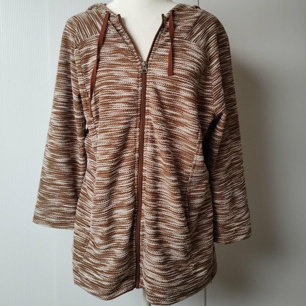 Christopher & Banks full zip, brown and white marble pattern, hoodie size M